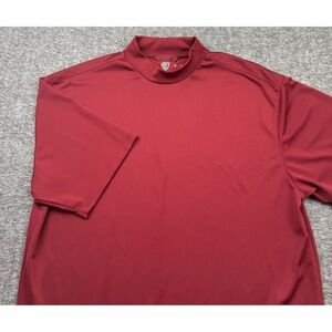 Vintage Nike Golf Shirt Mens Sz L Red Maroon Fit Dry Men‎ Mock Neck Athletic Y2K
